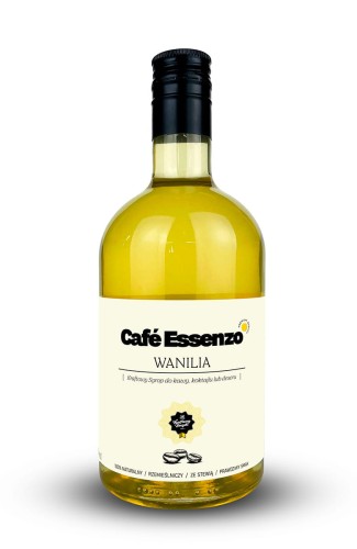 Syrop waniliowy Café Essenzo – naturalny, roślinny, ze stewią i niskim IG, do kawy i napojów